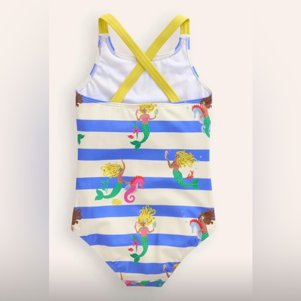 Mini Boden Surf Blue Mermaid Stripe Swimsuit, 4-5Y - Picture 5 of 6